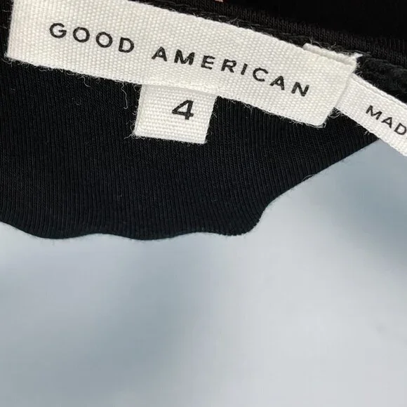 NEW Good American Off the Shoulder Cut Out Mesh Midi Dress Black - Picture 13 of 14